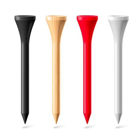 Black, Wooden, Red and White Golf Teesのイラスト素材