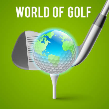 Concept Golf Tournament World. Illustration on Green Backgroundのイラスト素材
