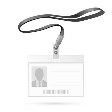 Realistic Horizontal Blank Bagde with Ribbon. Identification Card Templateのイラスト素材