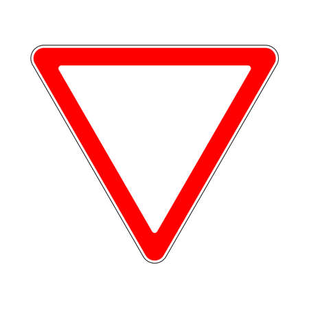 Illustration of Triangle Warning Sign. Priority of Traffic Sign. Give Way