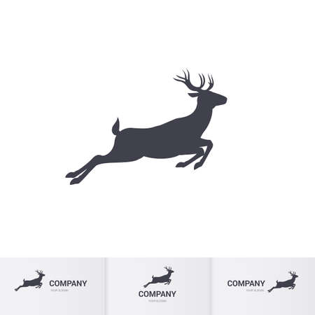Running Horned Deer Silhouette for Mascot Logo Templateのイラスト素材