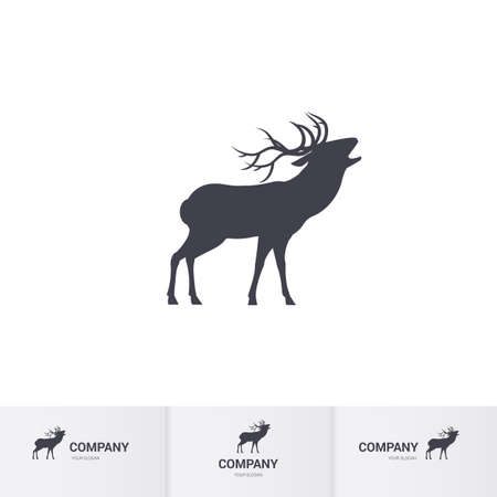 Simple roaring horned deer silhouette.のイラスト素材