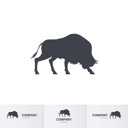 Simple Bison for Mascot Logo Template on Whiteのイラスト素材