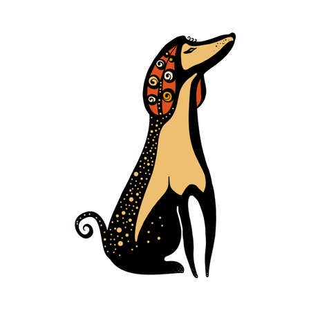 Stylized Illustration of a Dog. Sketch for Tattooのイラスト素材
