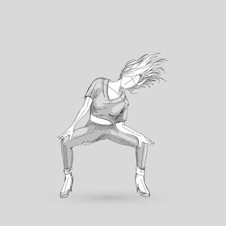 Sketch of a Go-go Dancer Girl on a Gray Backgroundのイラスト素材
