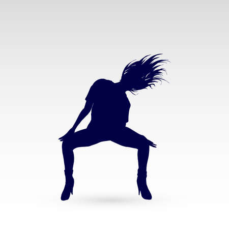 Silhouette of a Go-go Dancer Girl on a Gray Backgroundのイラスト素材