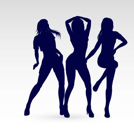 Silhouettes of Go-Go Dance Girlsのイラスト素材