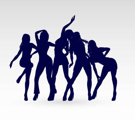 Silhouettes of Go-Go Dance Girlsのイラスト素材