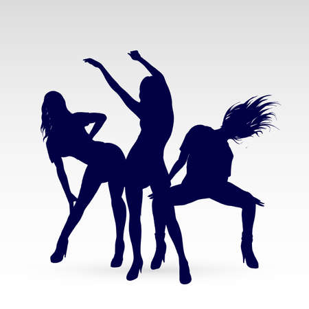 Silhouettes of Go-Go Dance Girlsのイラスト素材