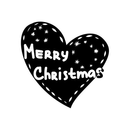 Hand Drawing Artistic Doodle Icon. Heart. New Year Vintage Design for Christmas Card or Invitation on Whiteのイラスト素材