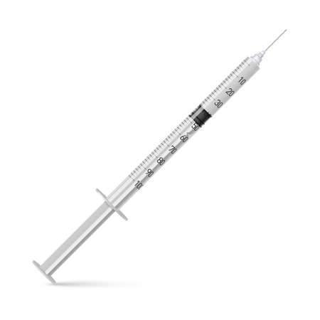 Insulin Syringe for Injections Isolated on White Background. Medicine Health Care.のイラスト素材