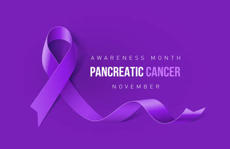 Banner with Pancreatic Cancer Awareness Realistic Ribbon. Design Template for Info-graphics or Websites Magazinesのイラスト素材