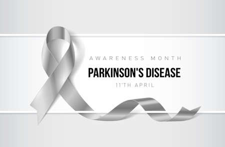 Banner with parkinsons disease awareness realistic ribbon. Design template for websites magazines.のイラスト素材