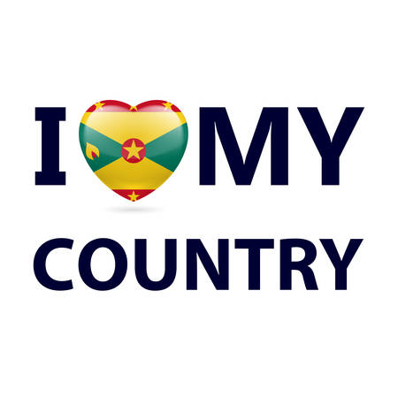 I Love My Country - Grenada. Heart with flag designのイラスト素材