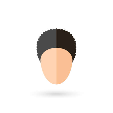 Male Faceless Head Avatar Icon with Black Hairstyle. Isolated and Flat Illustration with Shadowのイラスト素材