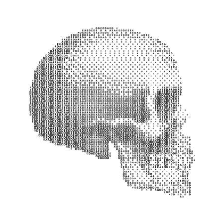 Abstract Human Skull with Dotted Halftone. Illustration for Medicine, Science or for a Game Design on White Backgroundのイラスト素材