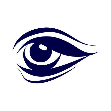 Illustration of Abstract Human Eye Icon on White Background. Sketch for Hipster T-shirt Design, Vintage style posters. Coloring Book for Adultsのイラスト素材