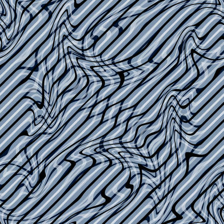 Abstract Illustration of Wave Stripes on Black and Gray Background with Geometric Pattern and Visual Distortion Effect. Op art.のイラスト素材