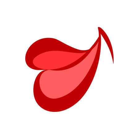 Handmade Illustration of Red Smile Womans Lips. Red Lip Symbol Isolated on White Background. Kiss Lip Contour. Linear Icon Illustrationのイラスト素材