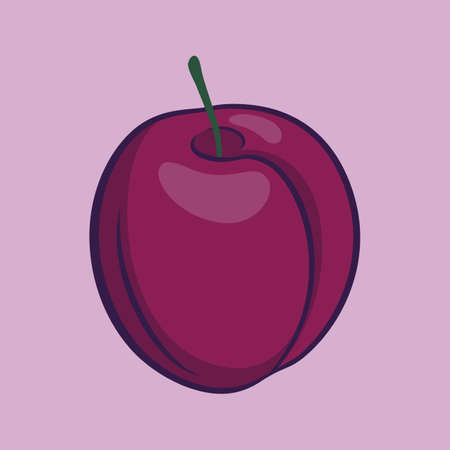 Illustration of Juicy Stylized Plum Fruit. Internet Concept. Trendy Symbol for Website Designのイラスト素材