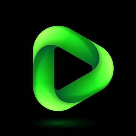 Media Play Icon for Technology Design with Green Style Concept. Template Digital symbol Company with Player Concept. Movie Icon for Business, Play icon with Rounded Cornersのイラスト素材