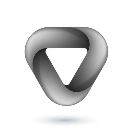 Abstract Infinite Impossible Loop Triangle. Corporate Icon. Creative Square Infinity Black and White Concept. Logic Puzzle. Infinite Triangular Ring on Whiteのイラスト素材