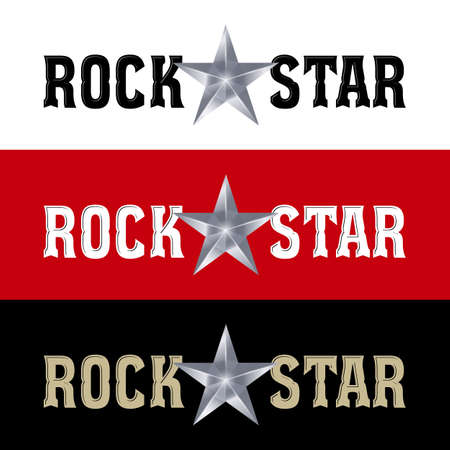 Rock Star Design Template. Design Idea for Rock Star Show Concert Banner Background. Vintage Retro Style on White, Red and Black Backgroundのイラスト素材