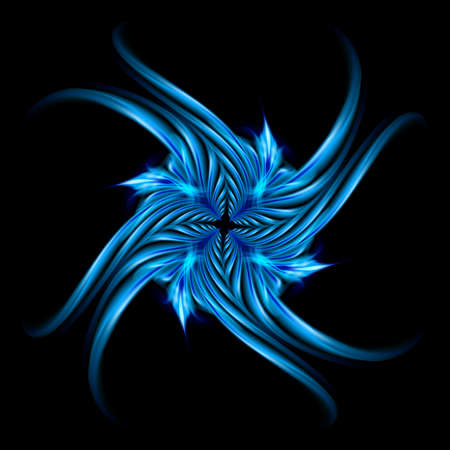 Abstract Image of Blazing Hot Blue Fire Swirl and Plasma Effects. Movement Soft Fire Flame. Beauty Texture of Amazing Magic Fire Light Effect on Black Backgroundのイラスト素材