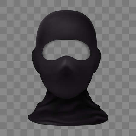 Balaclava Snowboarding or Mountain Skiing Protective Wear on Transparent Background. Symbol of Hacker, Terrorist, Robber or a Criminal Person. Also Equipment for Special Forces or Winter Sportsのイラスト素材