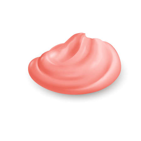 Red Whipped Cream Isolated on White Background. Facial Creme, Gel or Body Lotion Skincare Icon. Skin Tone CC Cream Tear Shapeのイラスト素材
