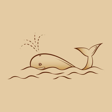 Cartoon Cute Whale Illustration. Outdoor Activity Travel Symbol, Tourism. Illustration for Poster, T-shirtのイラスト素材