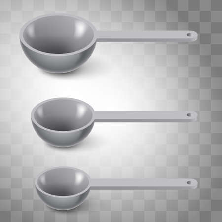Set of Stainless Steel Measuring Spoons in Varying Sizes, Used to Measure an amount of an ingredient. Illustration on a Transparent Background for Your Web Mobile App Logo Designのイラスト素材