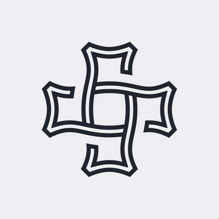 Complex Geometric Contemporary Element. Logo for Your Brand Projects, Industry Publications, or Tech Topics. Abstract Merged Figures Isolated on Grayのイラスト素材