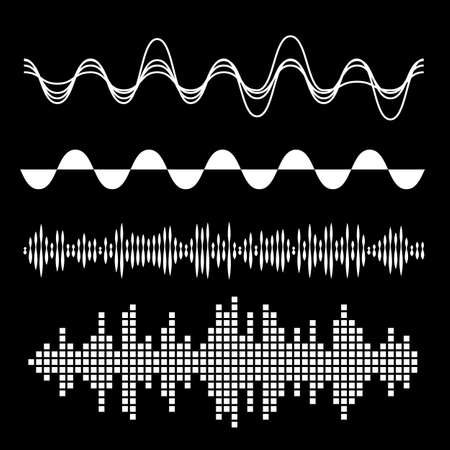 Abstract Digital Equalizers Set for Music App on Black Backgroundのイラスト素材