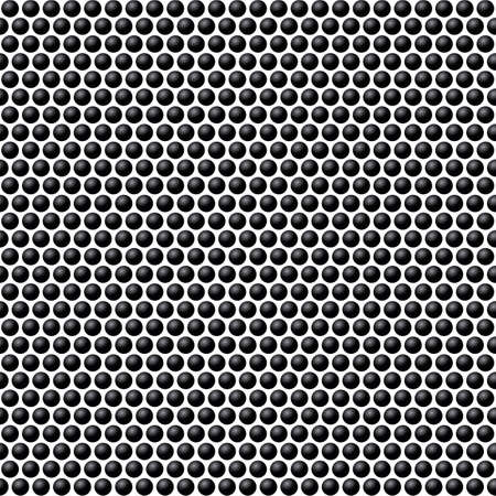 Grid with Regular Round Black Holes, or Spheres. Perforated Metal Texture Seamless Pattern Background, Dotted Technological Metallic Backdrop on Whiteのイラスト素材