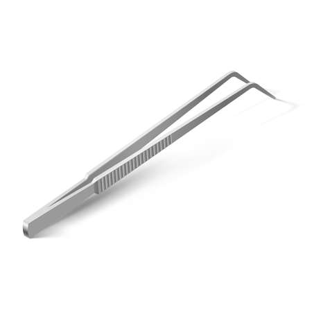Basic Dental Instrument - Tweezers. Item of Medical Equipment for Teeth Dental Care. Dental Hygiene and Healthcare Concept on White Backgroundのイラスト素材