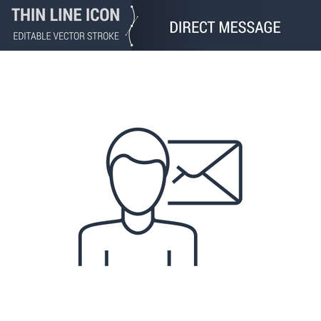 Symbol of Direct Message Thin Line Icon of Advertising Media. Stroke Pictogram Graphic Suitable for Infographics. Editable Vector Stroke. Premium Monoのイラスト素材