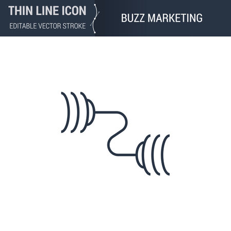 Symbol of Buzz Marketing Thin Line Icon of Advertising Media. Stroke Pictogram Graphic Suitable for Infographics. Editable Vector Stroke. Premium Mono Linear Plain Laconicのイラスト素材