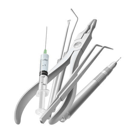 Basic Dentist Tools, and Instruments on White Backgroundのイラスト素材
