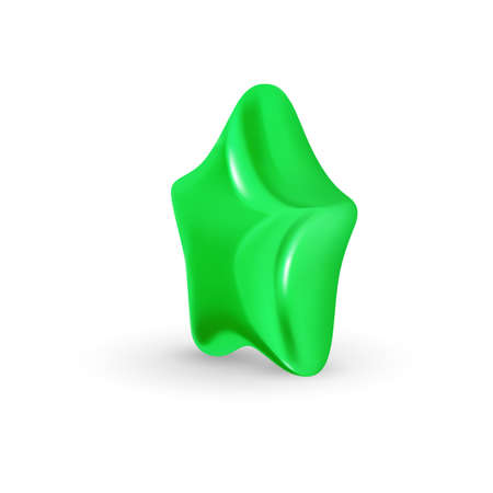 Green Star Standing on a White Backdrop with a Shadow. Decoration for the New Year in the Houseのイラスト素材