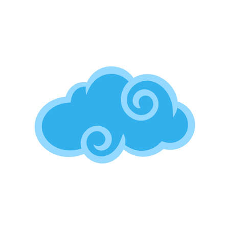 Blue Swirl Cloud Isolated on White Backdrop. Chinese Art Decoration for Decor Holiday Postersのイラスト素材
