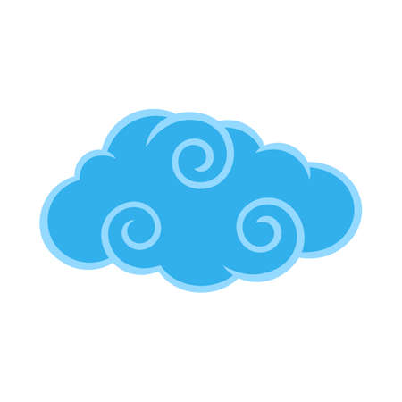 Curly Cloud Isolated on White Background. Cute Illustration for Decorating Sky, Weather Forecast, Fabric Printのイラスト素材
