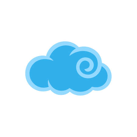 Blue Swirl Cloud Isolated on White Backdrop. Chinese Art Decoration for Decor Holiday Posters. Kids Cartoon Styleのイラスト素材