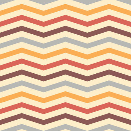 Abstract Horizontal Zigzag Retro Pattern in Gray, Beige, Yellow, Red, and Brown Colors. Background for Cards, Textiles, Wrapping Paperのイラスト素材