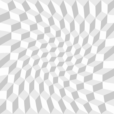 Abstract Grid of Cubes with Wavy Distortion Effect. Elegant Wallpaper Design for Web or Graphic Art Projects. Digital Geometric Style. Background for Business Cards and Coversのイラスト素材