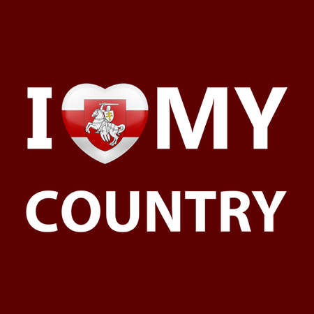 Heart with Belarus Flag Colors. I Love My Country - Freedom Belarus on Red Backgroundのイラスト素材