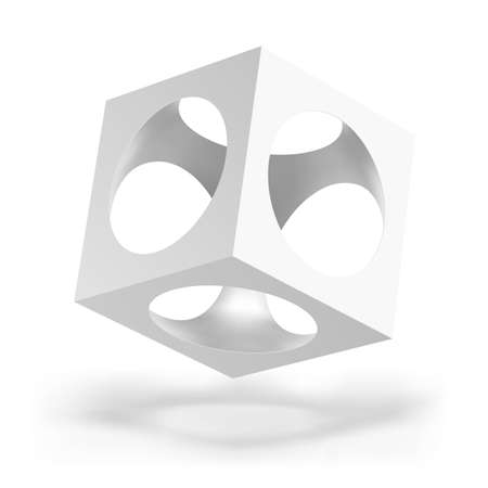 Illustration of Abstract White Cube. Abstract Geometric Square Shapes Mockup for Your Designのイラスト素材