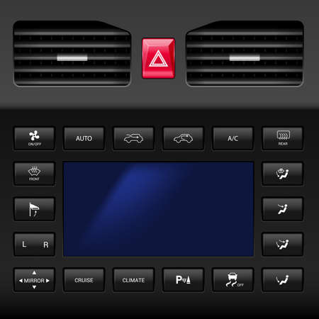Illustration of a Template Car Multimedia System with LCD Screen and Buttons and Air Conditioner Systemのイラスト素材
