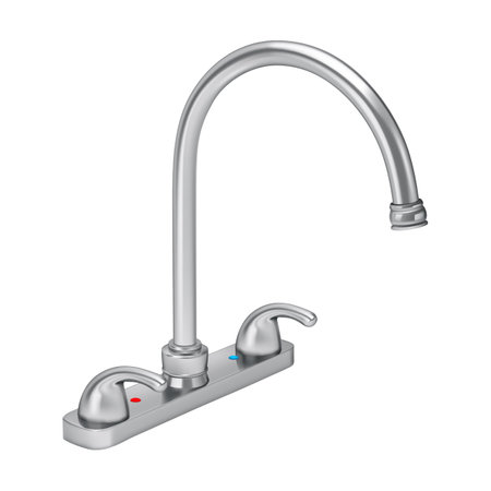 Illustration of Mixing Tap for Cold and Hot Water for the Bathroom, or Kitchen Mixer on a White. Scratch Resistant Grade Stainless Steelのイラスト素材