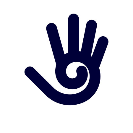 Illustration of Abstract Simple Hand with Five Fingers, and Spiral Design Elementのイラスト素材
